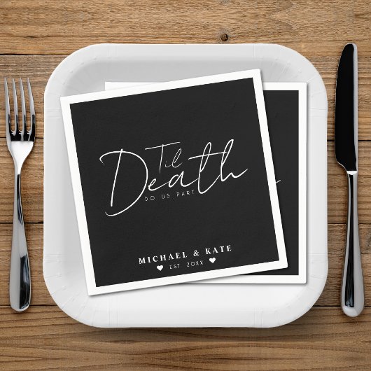 Til Death Do us Part Black Wedding Serviette