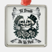 Til Death Do Us Part: Bride & Groom Skeleton Ornament Aus Metall (Vorne)