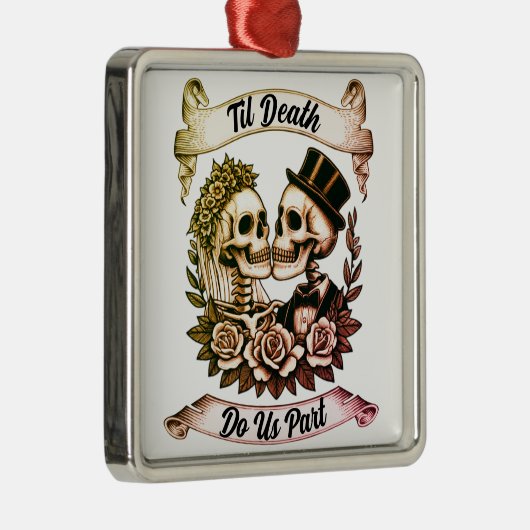 Til Death Do Us Part: Bride & Groom Skeleton Ornament Aus Metall (Rechts)