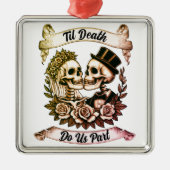 Til Death Do Us Part: Bride & Groom Skeleton Ornament Aus Metall (Vorne)