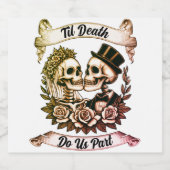 Til Death Do us Part: Bride & Groom Skelett Alkoholflaschenetikett (Einzelnes Label)