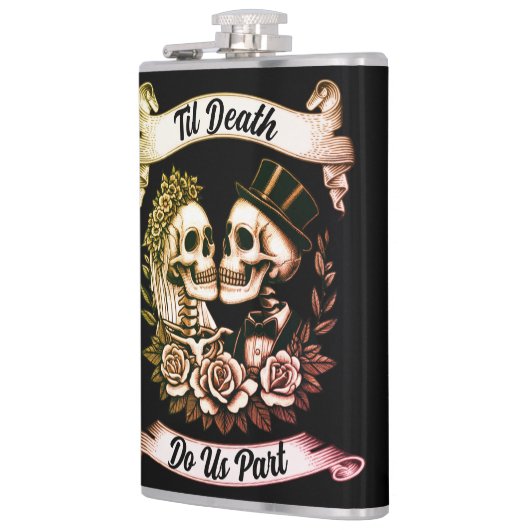 Til Death Do us Part: Bride & Groom Skelett Flachmann (Links)
