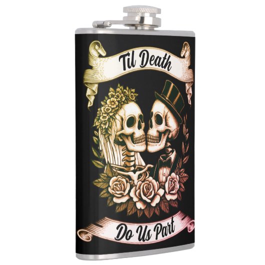 Til Death Do us Part: Bride & Groom Skelett Flachmann (Rechts)