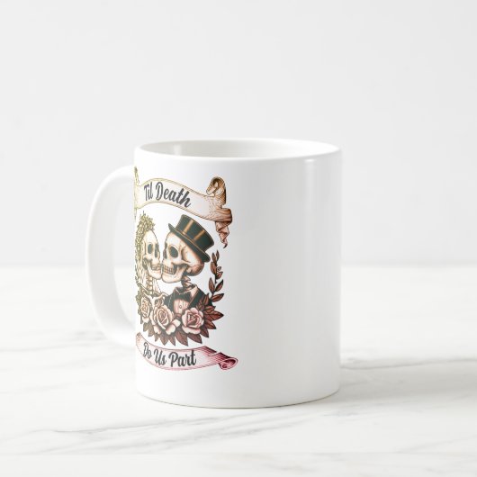 Til Death Do us Part: Bride & Groom Skelett Kaffeetasse (Vorderseite Links)