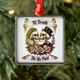 Til Death Do us Part: Bride & Groom Skelett Ornament Aus Metall