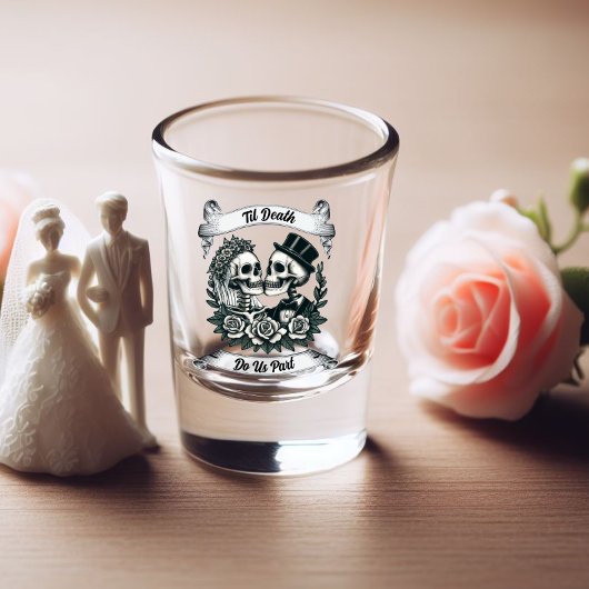 Til Death Do us Part: Bride & Groom Skelett Schnapsglas