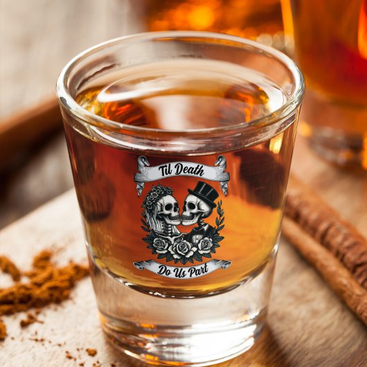 Til Death Do us Part: Bride & Groom Skelett Schnapsglas