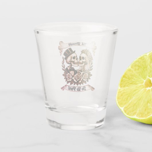 Til Death Do us Part: Bride & Groom Skelett Schnapsglas (Rückseite)
