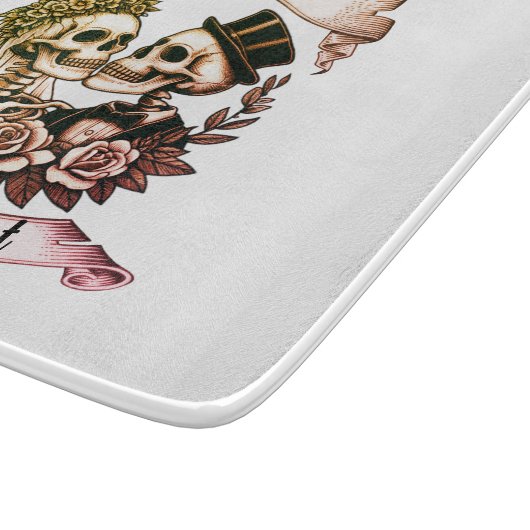 Til Death Do us Part: Bride & Groom Skelett Schneidebrett (Ecke)