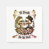 Til Death Do us Part: Bride & Groom Skelett Serviette (Vorderseite)