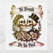 Til Death Do us Part: Bride & Groom Skelett Weinetikett (Einzelnes Label)