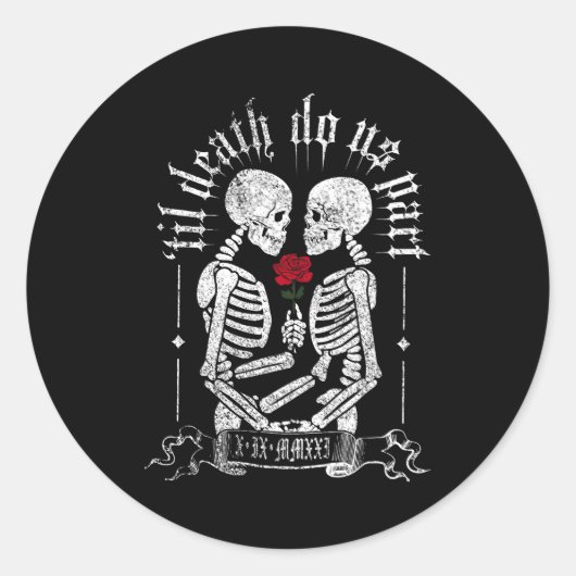 Til Death Do Us Part Couple Skeleton Halloween Men Runder Aufkleber (Vorderseite)