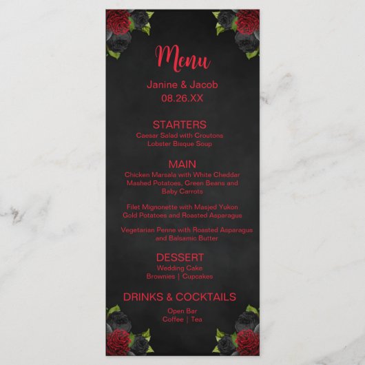 Til Death Do us Part Dark Goth Moody Wedding Menu Menükarte (Vorderseite)