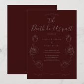 Til Death Do us Part Dark Red Gothic Wedding Einladung (Vorne/Hinten)