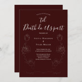 Til Death Do us Part Dark Red White Gothding Einladung (Vorne/Hinten)