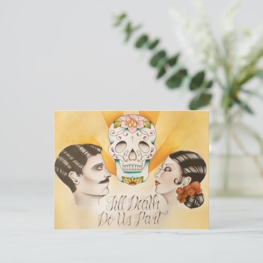 "Til Death Do us Part" Einladung zur Hochzeit (Stehend Vorderseite)