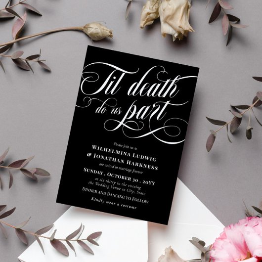 Til Death Do us Part Elegant Goth Wedding Einladung