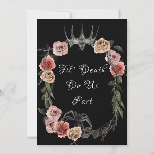 Til Death Do us Part Elegante Rose Halloween Gothi Einladung (Vorderseite)