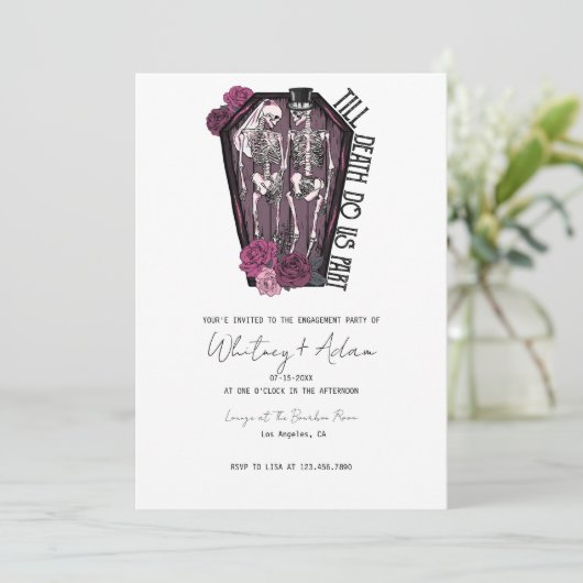 Til Death Do us Part | Engagement | gotisch Einladung (Stehend Vorderseite)