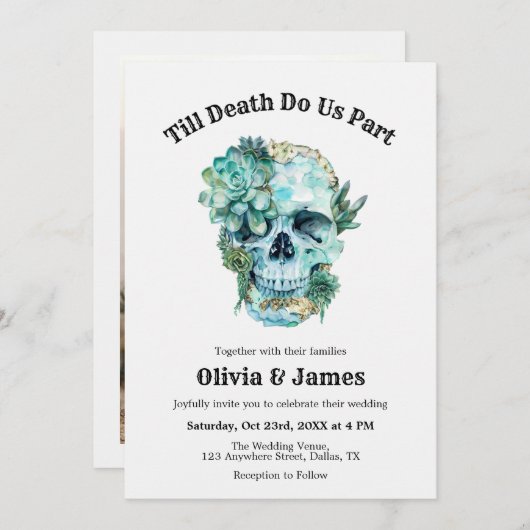 Til Death Do us Part Foto Halloween Hochzeit Einladung (Vorne/Hinten)