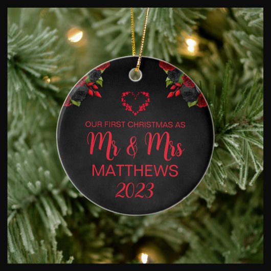 Til Death Do us Part Goth Moody Black and Red Keramik Ornament