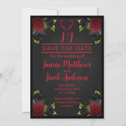 Til Death Do us Part Goth Save the Date schwarz Einladung (Vorderseite)