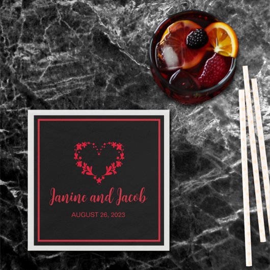 Til Death Do us Part Gothic Black and Red Serviette