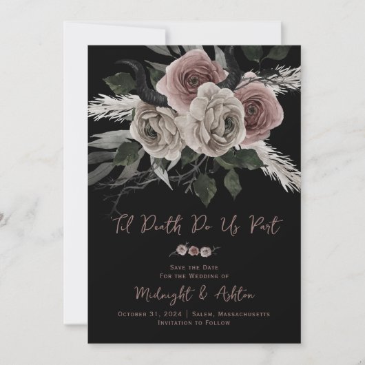 Til Death Do us Part Gothic Elegante Rose Save The Date (Vorderseite)