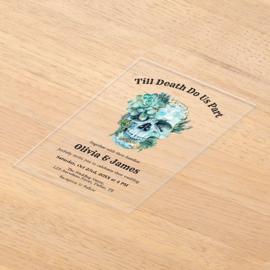 Til Death Do us Part Gothic Halloween Hochzeit Acryleinladungen (Ablage )