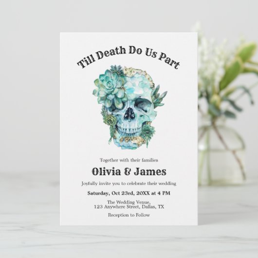 Til Death Do us Part Gothic Halloween Hochzeit Einladung (Stehend Vorderseite)