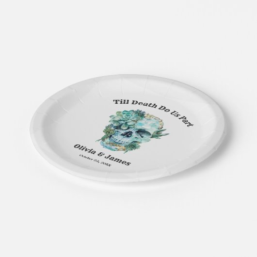 Til Death Do us Part Gothic Halloween Hochzeit Pappteller (Schrägansicht)