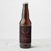 Til Death Do us Part Gothic Red Floral Heart Bierflaschenetikett (Vorderseite)