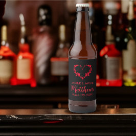 Til Death Do us Part Gothic Red Floral Heart Bierflaschenetikett