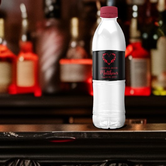 Til Death Do us Part Gothic Red Floral Heart Wasserflaschenetikett