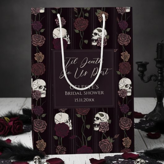 ’Til Death Do Us Part Gothic Skull & Rose Wedding Mittlere Geschenktüte