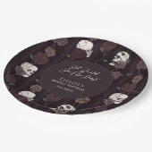 ’Til Death Do Us Part Gothic Skull & Rose Wedding Pappteller (Schrägansicht)