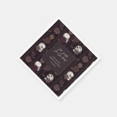 ’Til Death Do Us Part Gothic Skull & Rose Wedding Serviette (Ecke)