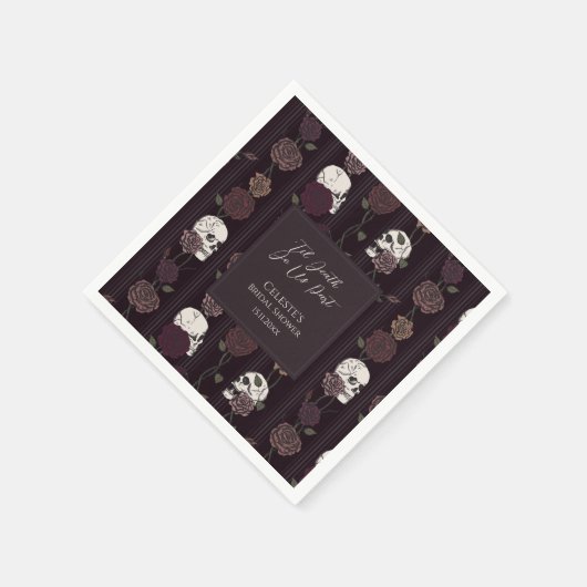 ’Til Death Do Us Part Gothic Skull & Rose Wedding Serviette (Ecke)