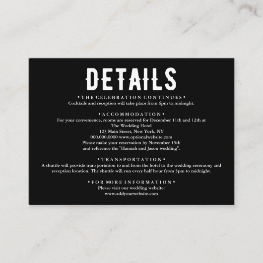 Til Death Do us Part Gothic Wedding Deatils Begleitkarte (Vorderseite)