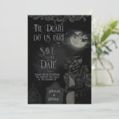 Til Death Do us Part Gothic Wedding Save The Date (Stehend Vorderseite)