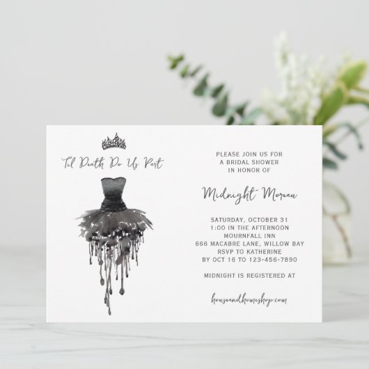 Til Death Do us Part Halloween Brautparty Einladung (Stehend Vorderseite)