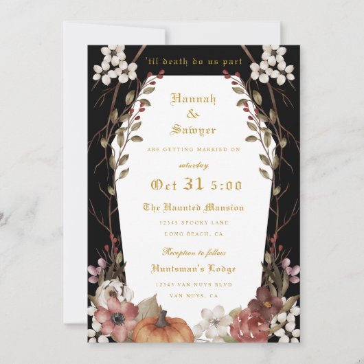'Til Death Do us Part Halloween Hochzeit Einladung (Vorderseite)