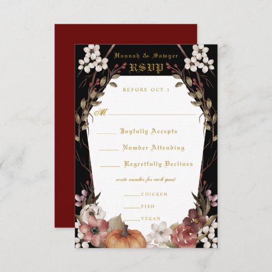 'Til Death Do us Part Halloween Hochzeit RSVP (Vorne/Hinten)