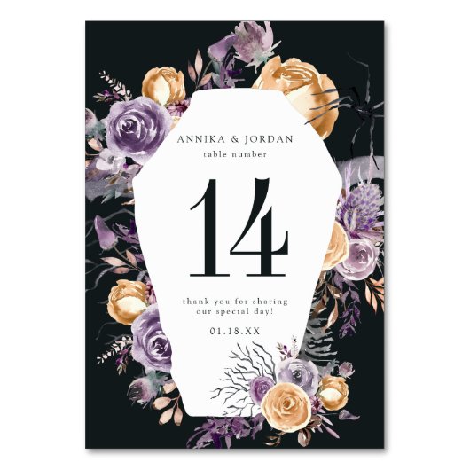 "Til Death Do us Part | Halloween Hochzeit Tischnummer (Vorderseite)