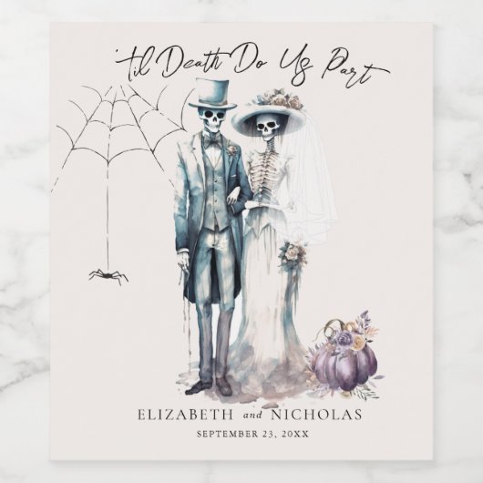 'Til Death Do Us Part | Halloween Wedding Weinetikett (Einzelnes Label)