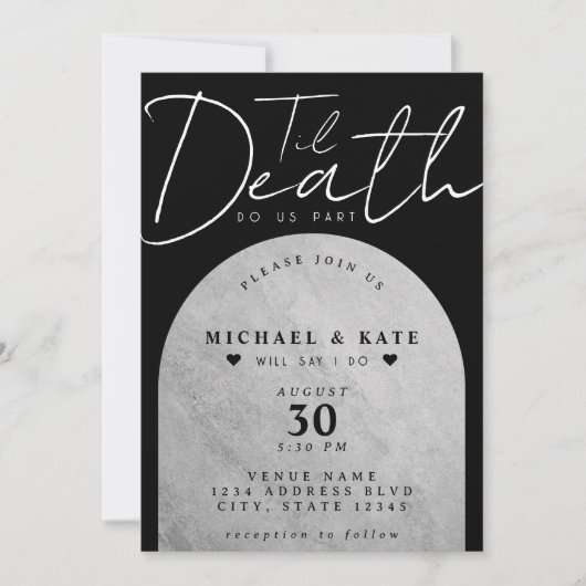Til Death Do us Part Headstone Black Wedding Einladung (Vorderseite)