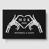 Til Death Do us Part Heart Hand Black Wedding Gästebuch (Vorderseite)