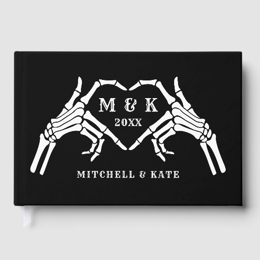 Til Death Do us Part Heart Hand Black Wedding Gästebuch (Vorderseite)