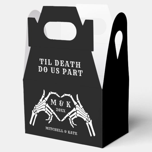 Til Death Do us Part Heart Hand Black Wedding Geschenkschachtel (Geöffnet)