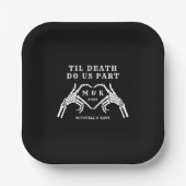Til Death Do us Part Heart Hand Black Wedding Pappteller (Vorderseite)